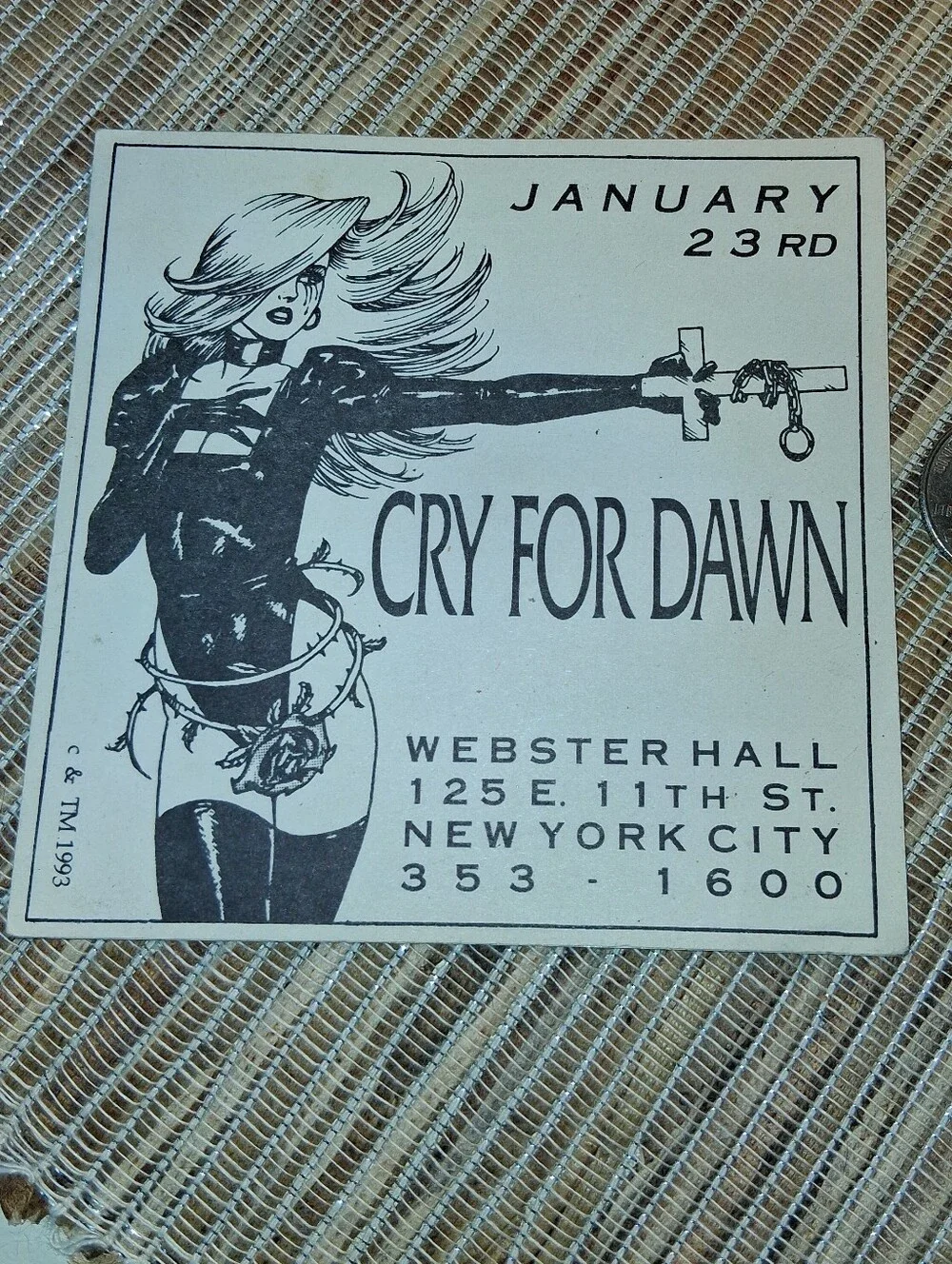 Rare Vintage Cry For Dawn Promotional Sticker Webster Hall 1993